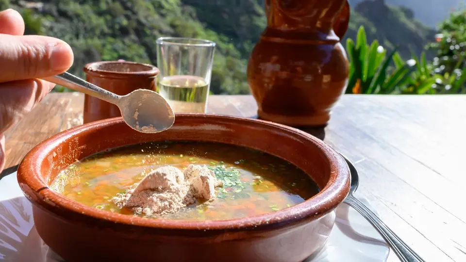 Soup with Canarian gofio. Tenerife