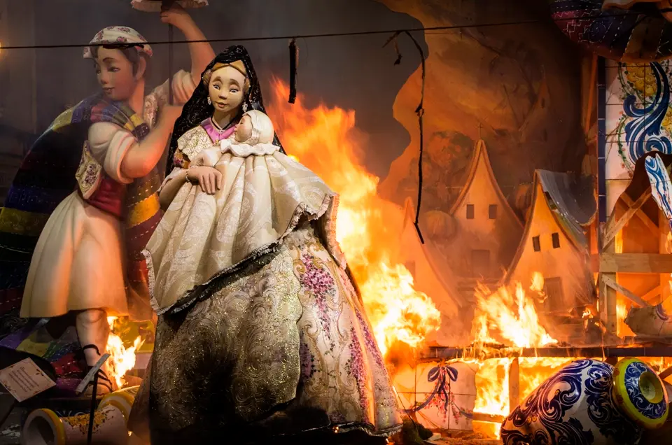Fire in fallas. Valencia