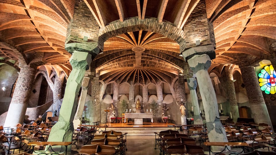 Church of Colonia Guell. Barcelona, Catalonia. Spain