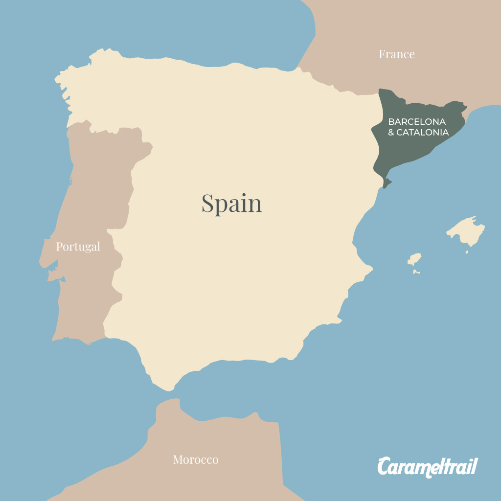 Location on the map of Barcelona & Catalonia (Spain)