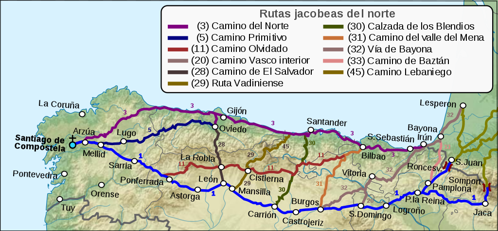 Camino de Santiago map
