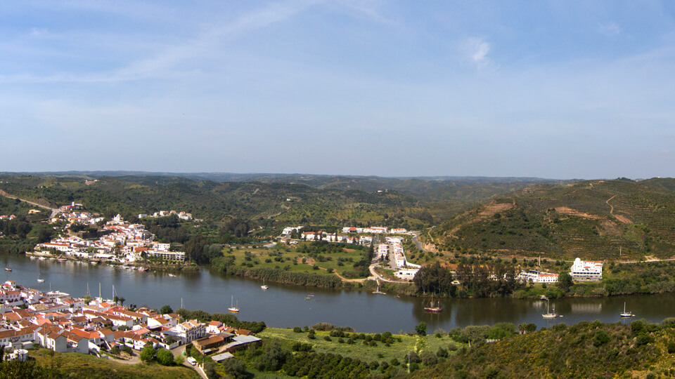 Guadiana River between Sanlucar de Guadiana in Spain and Alcoutim in Portugal