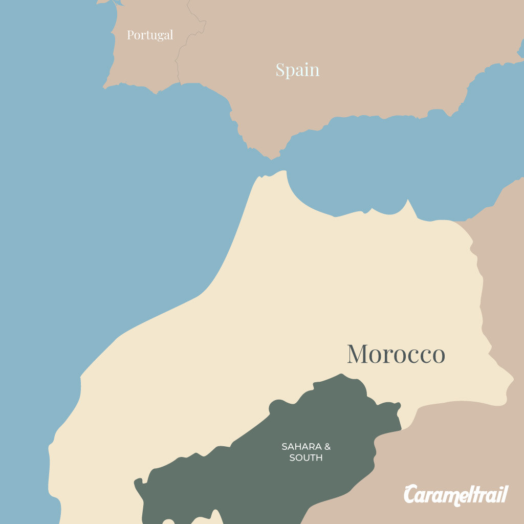Location on the map of Sahara And South Region (Morocco)