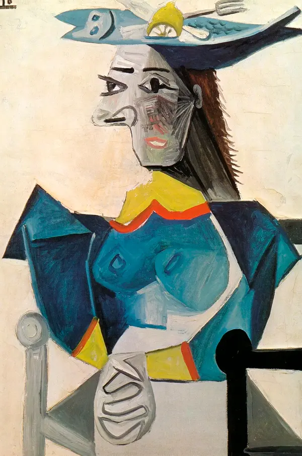 Woman in a Fish Hat 1942 by Pablo Picasso