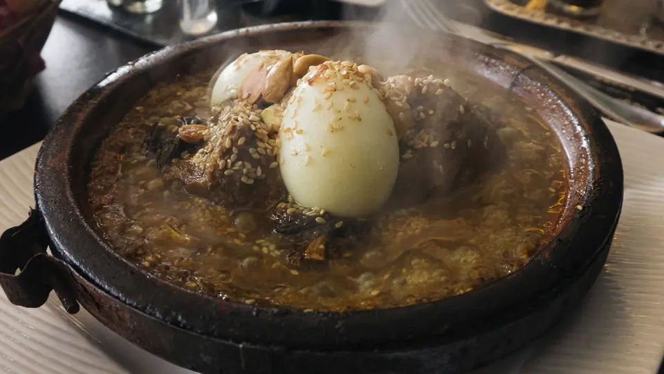 Moroccan beef tajine with egg