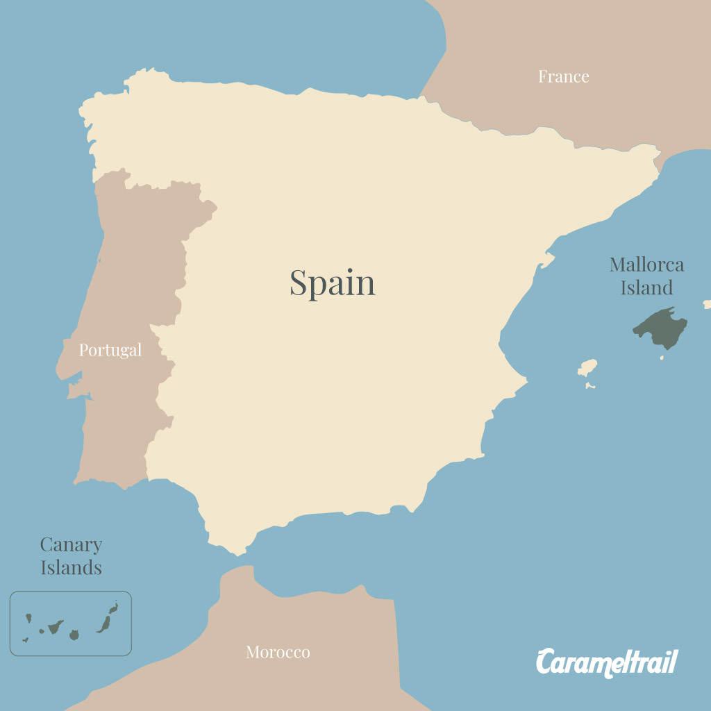 Location on the map of Mallorca and Canary Islands