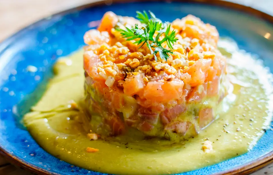 Cured salmon tartar. Barcelona