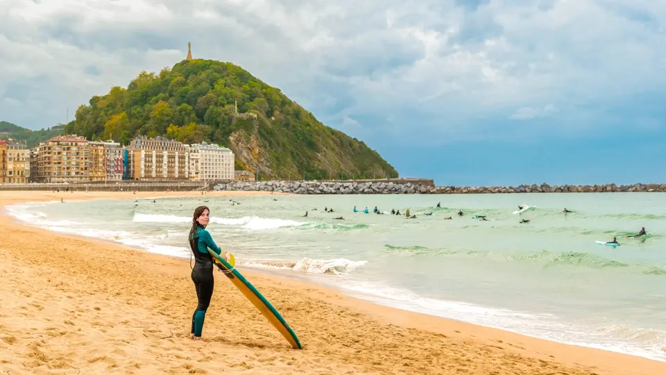 Surfer at Zurriola beach