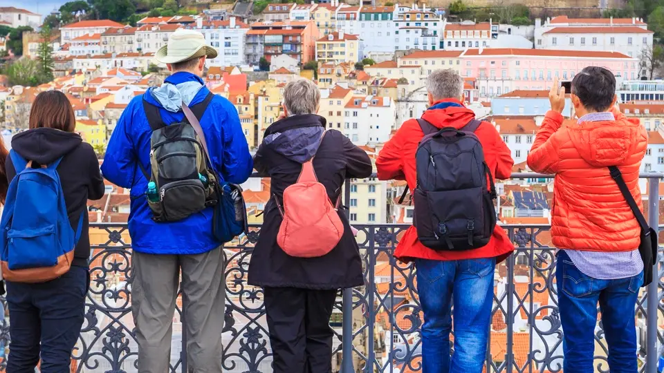 Group of tourists watching Lisbon