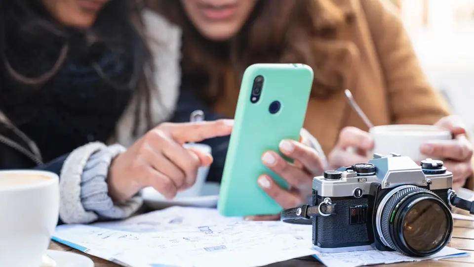 Looking at cell phone