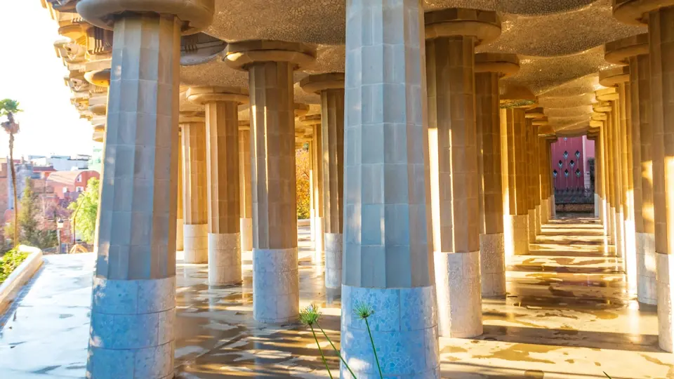 Columns of Park Güell. Barcelona Columns of Park Güell. Barcelona