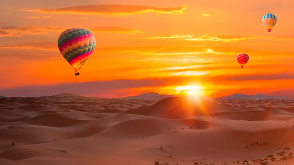 Hot air balloon. Sahara desert Hot air balloon. Sahara desert